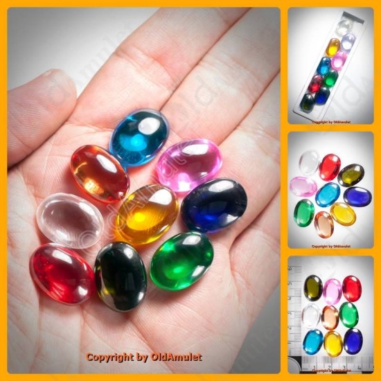 Set 9color Oval Naga-eye 100%authentic Gemstone Thai Real Amulet Size-s