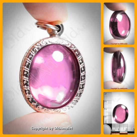 Pink Oval Naga-eye +pandents Thai Holy Amulet Gemstone 100%real Size-m