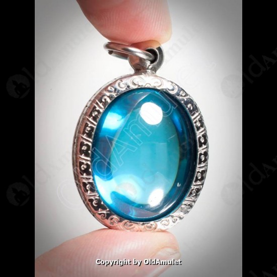 Blue Oval Naga-eye +pandents Thai Holy Amulet Gemstone 100%real Size-m