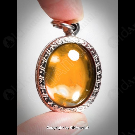 ORANGE OVAL NAGA-EYE +PANDENTS CASTHAI HOLY AMULET GEMSTONE 100%REAL SIZE-M