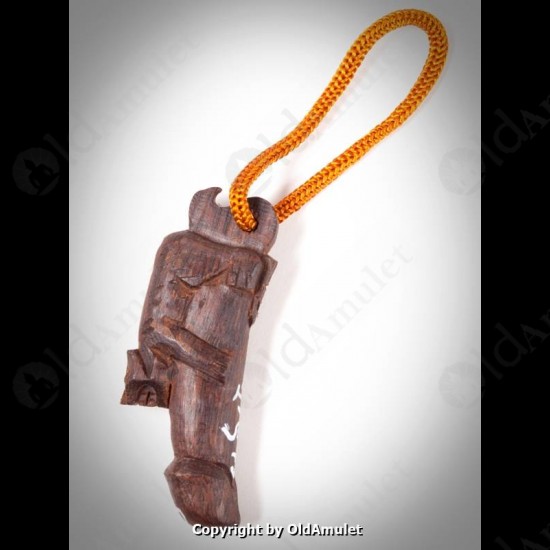Thai Amulet Real Takrud Lucky Wood Carving Tiger Paladkik Lp Hong 2546