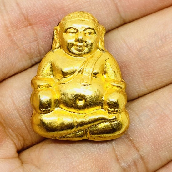 Thai Amulet Happy Buddha Sangkajai Powder + Gold Face Mask Lp Up 2554