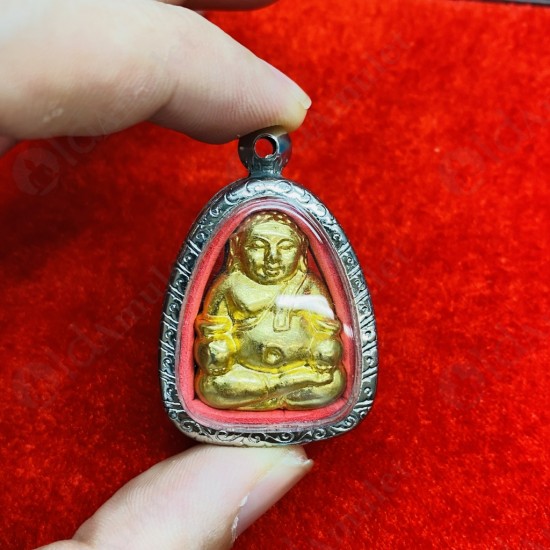 Thai Amulet Happy Buddha Sangkajai Powder + Gold Face Mask Lp Up 2554