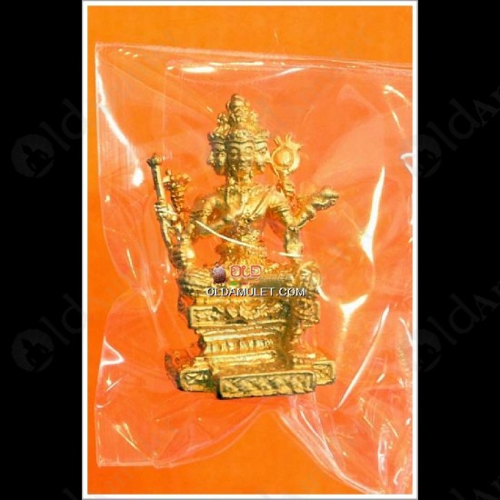 THAI AMULET SMALL PROME 4 FACE GOLD PLATE LIFE SUCCESSFULY LP KEY 2549