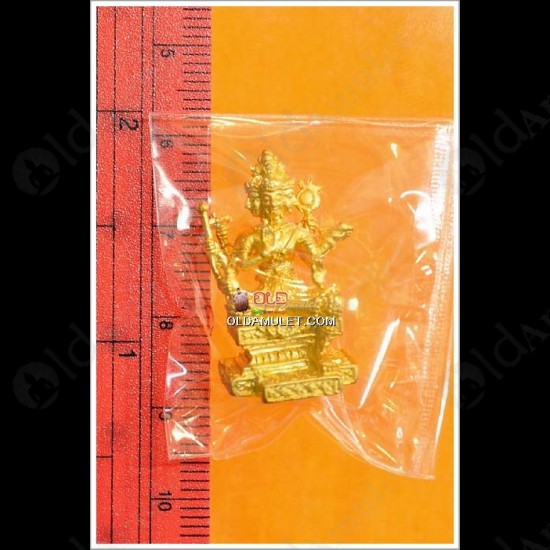 THAI AMULET SMALL PROME 4 FACE GOLD PLATE LIFE SUCCESSFULY LP KEY 2549
