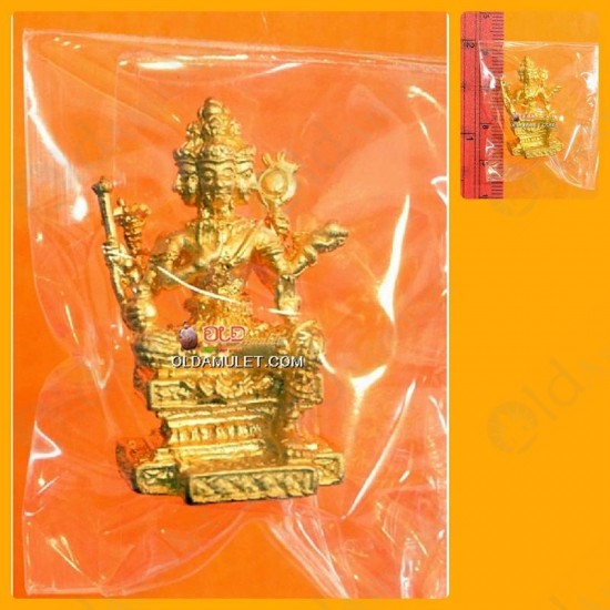 THAI AMULET SMALL PROME 4 FACE GOLD PLATE LIFE SUCCESSFULY LP KEY 2549