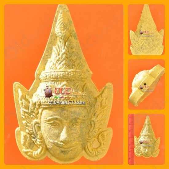 THAI AMULET PHA LAK FACE LOVE CHARMING YELLOW POWDER LARGE LP PHARD 2551