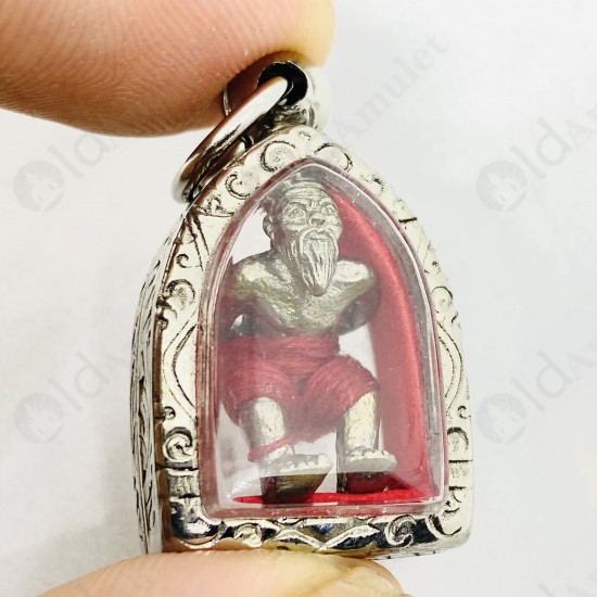 Thai Amulet Hpy Hoon-pa-yon Old Man Robot Silver Red Pant Mini Lp Goy 2553