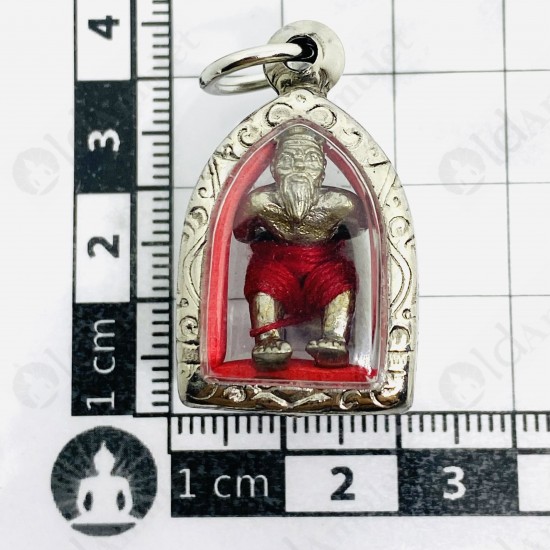 Thai Amulet Hpy Hoon-pa-yon Old Man Robot Silver Red Pant Mini Lp Goy 2553