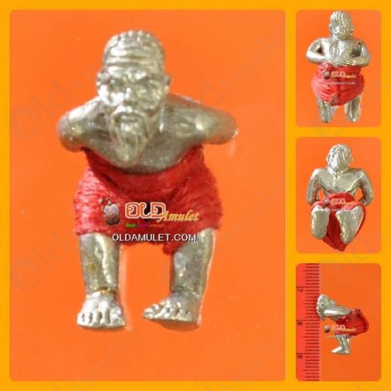 Thai Amulet Hpy Hoon-pa-yon Old Man Robot Silver Red Pant Mini Lp Goy 2553