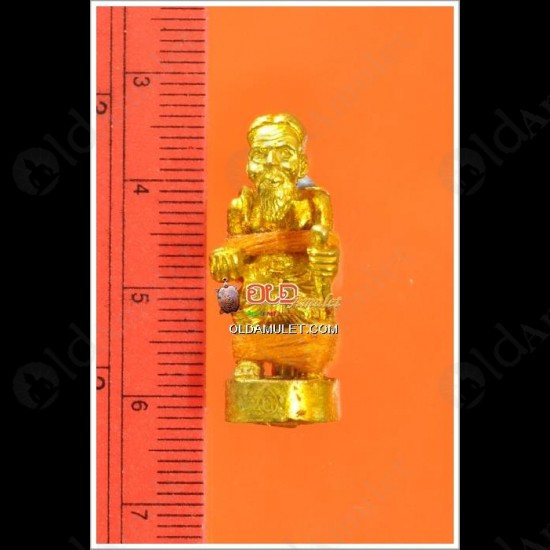 Thai Amulet Chuchok Old Rish Man 2takrud Bronze Gold Plate Lp Goy 2553