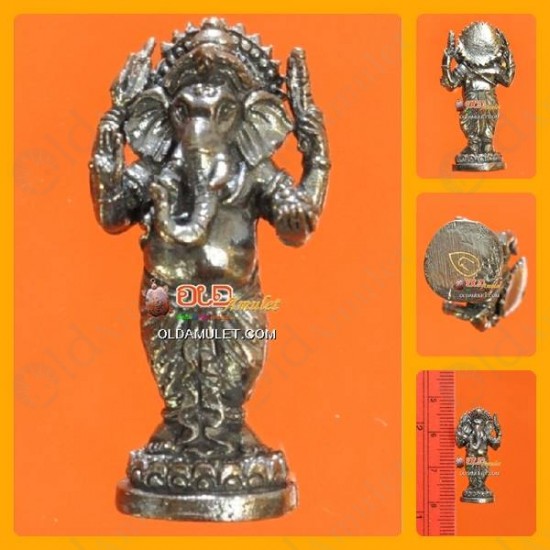 Thai Amulet Ganesha Elephent God Life Success Bronze Mini Lp Goy 2553