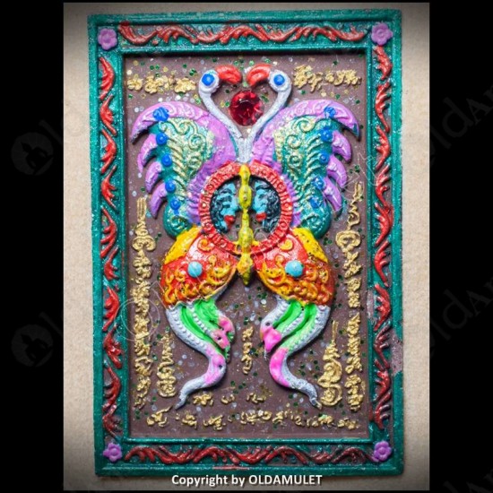 THAI AMULET BUTTERFLY+SPIDER CHARMING BROWN HERB MIDDLE KB KRITSANA 2012