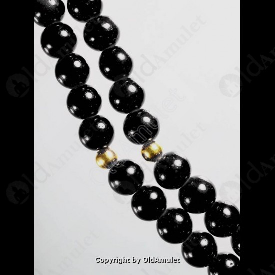 Black Beads Necklace 7mm W-shape Hook For Thai Amulet Pendants Long-30cm