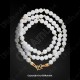 White Beads Necklace 7mm W-shape Hook For Thai Amulet Pendants Long-30cm