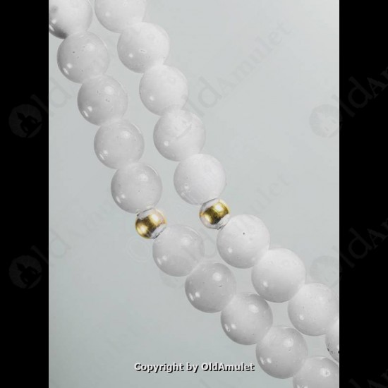White Beads Necklace 7mm W-shape Hook For Thai Amulet Pendants Long-30cm