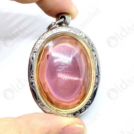 Pink Oval Naga-eye Thai Holy Real Amulet Gemstone 100%authentic Size-L