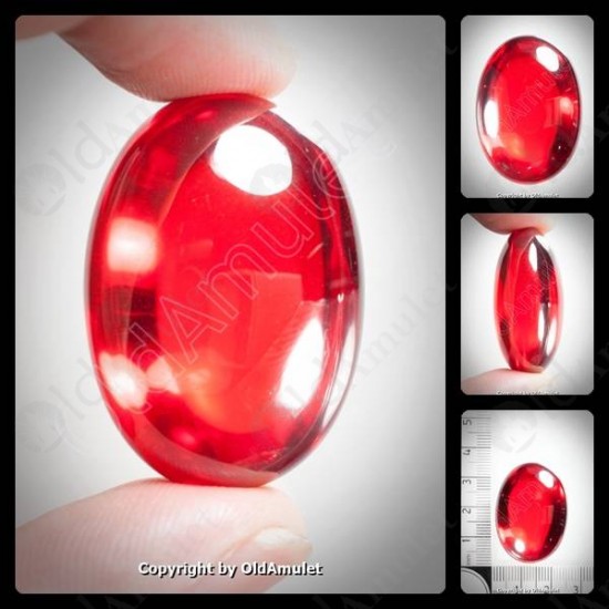 Red Oval Naga-eye Thai Holy Real Amulet Gemstone 100%authentic Size-L