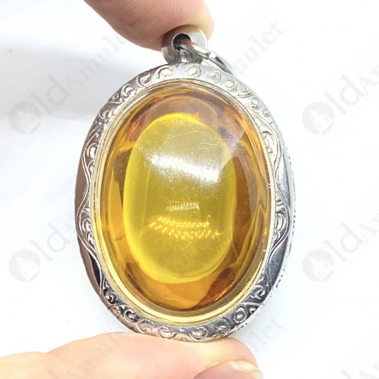 Yellow Oval Naga-eye Thai Holy Real Amulet Gemstone 100%authentic Size-L