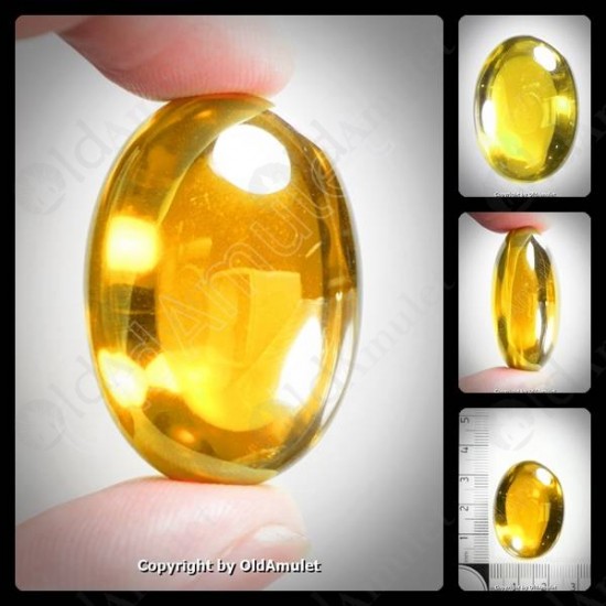 Yellow Oval Naga-eye Thai Holy Real Amulet Gemstone 100%authentic Size-L