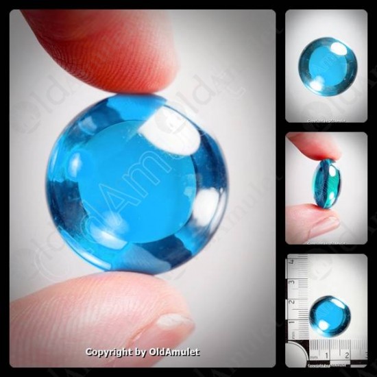 Blue Round Naga-eye Thai Holy Real Amulet Gemstone 100%authentic Size-m