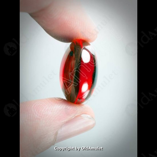 Red Round Naga-eye Thai Holy Real Amulet Gemstone 100%authentic Size-m