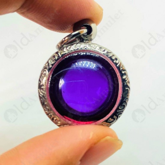 Violet Round Naga-eye Thai Holy Real Amulet Gemstone 100%authentic Size-m