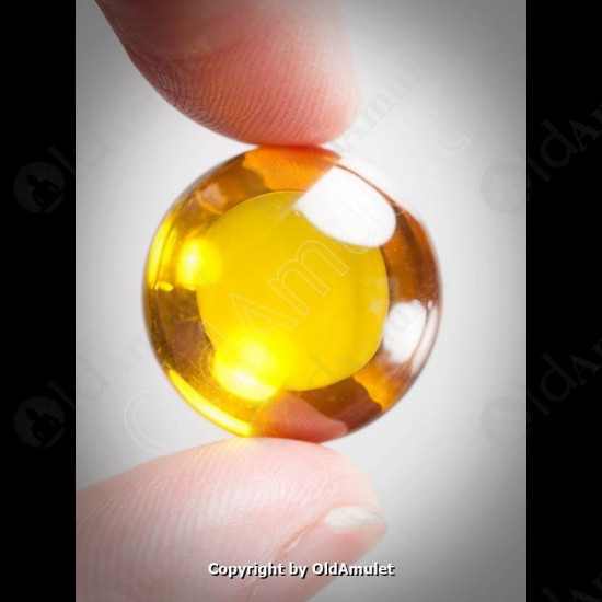 Yellow Round Naga-eye Thai Holy Real Amulet Gemstone 100%authentic Size-m