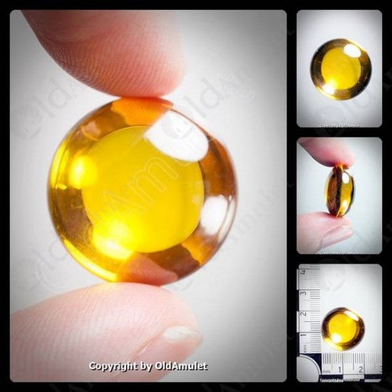 Yellow Round Naga-eye Thai Holy Real Amulet Gemstone 100%authentic Size-m