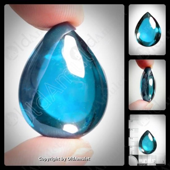 Blue Pear Naga-eye Thai Holy Real Amulet Gemstone 100%authentic Size-m