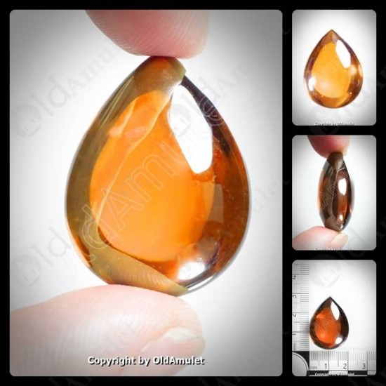 Orange Pear Naga-eye Thai Holy Real Amulet Gemstone 100%authentic Size-m