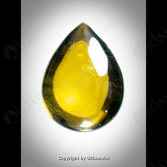 Yellow Pear Naga-eye Thai Holy Real Amulet Gemstone 100%authentic Size-m