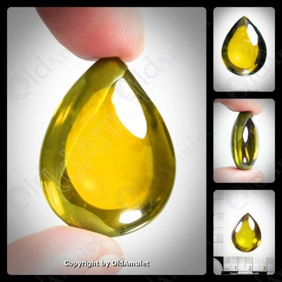 Yellow Pear Naga-eye Thai Holy Real Amulet Gemstone 100%authentic Size-m