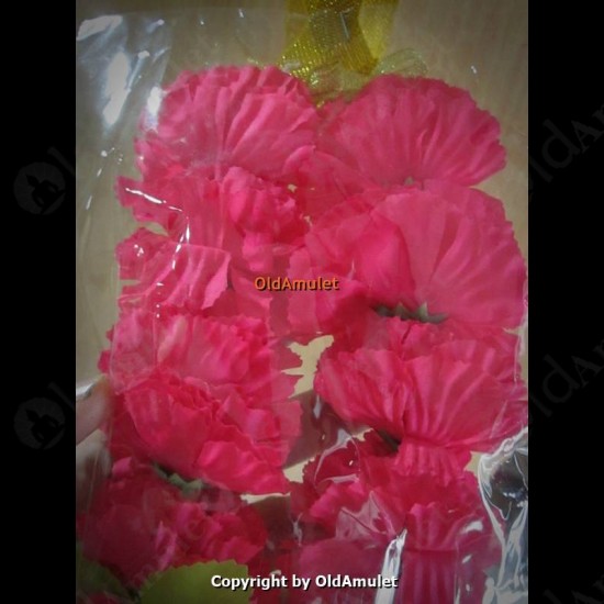 PINK PLASTIC FLOWER CHAIN HANDMADE THAI AMULET OFFERING WORSHIP STUFF