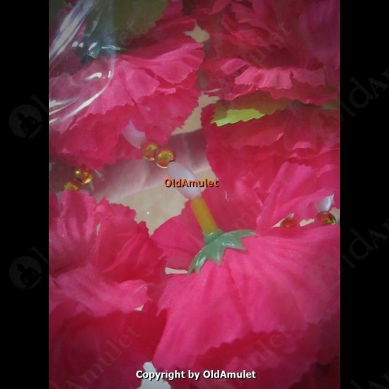 PINK PLASTIC FLOWER CHAIN HANDMADE THAI AMULET OFFERING WORSHIP STUFF