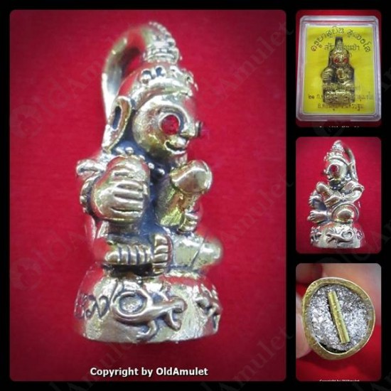 Thai Amulet Monkey Red Eye Ngang Strong Charming Yellow Kb Subin 2555