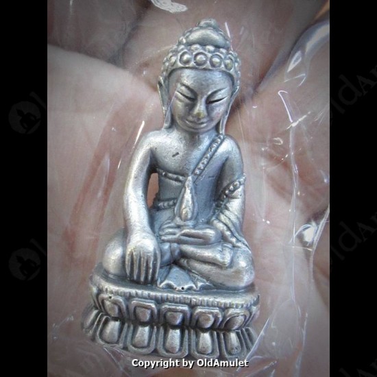 THAI AMULET PHRA KRING BRONZE WHITE COLOR PLATED LP KOON BAN-RAI 2556