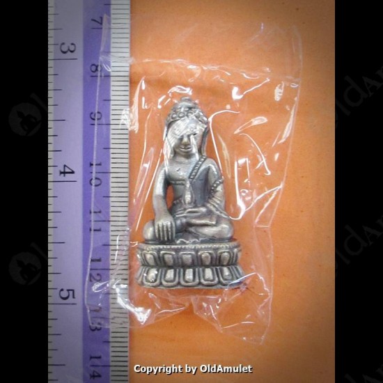 THAI AMULET PHRA KRING BRONZE WHITE COLOR PLATED LP KOON BAN-RAI 2556