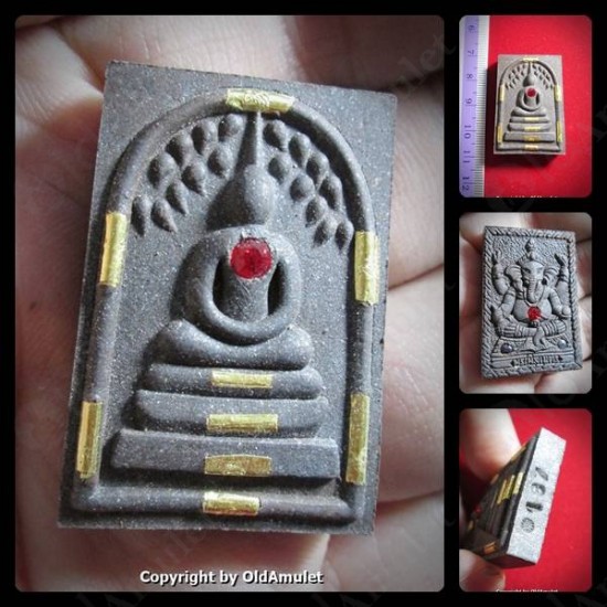 Thai Amulet Phra Somdej 9 Golden Takroot Powder Mixed Lp Koon 2556