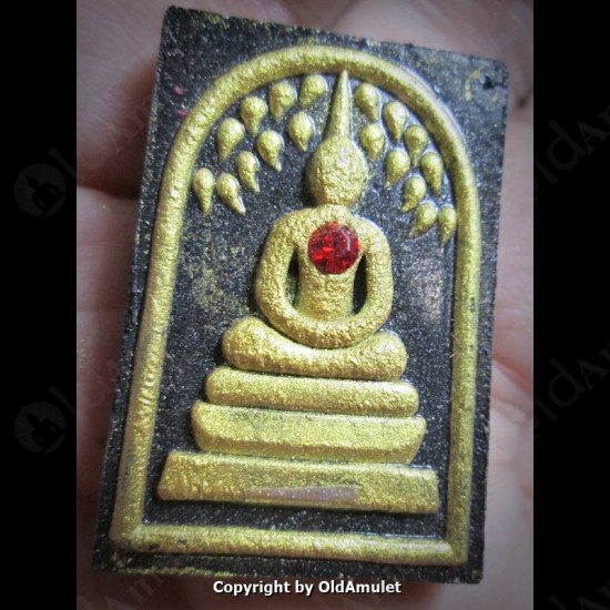 THAI AMULET PHRA SOMDEJ RED GEM 2TAKROOT BLACK POWDER MIXED LP KOON 2556