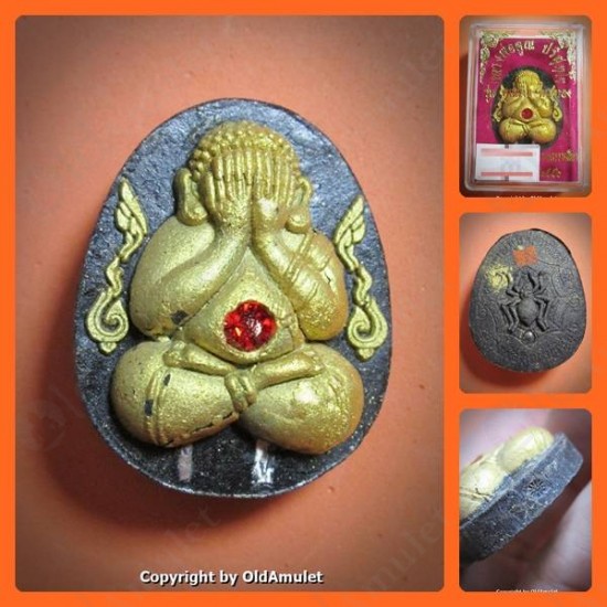 Thai Amulet Pid-ta Closed Eye 2takroot Paint Powder Mixed Lp Koon 2556