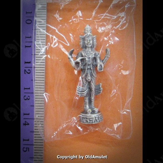 THAI AMULET TRI-MU-LA-TI LARGE SIZE WHITE COLOR PLATED LP KOON 2556