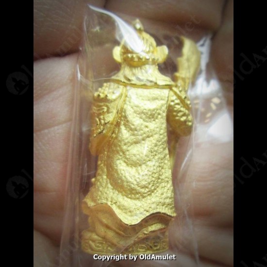 Thai Amulet Guan-yu God Gold Sand Plated Lp Koon Ban-rai BE.2556