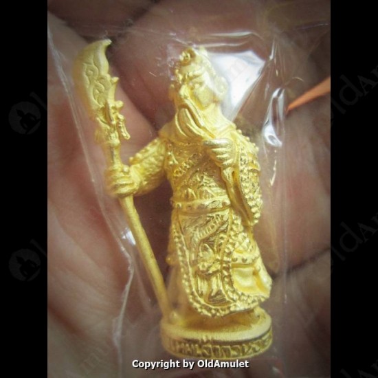 Thai Amulet Guan-yu God Gold Sand Plated Lp Koon Ban-rai BE.2556