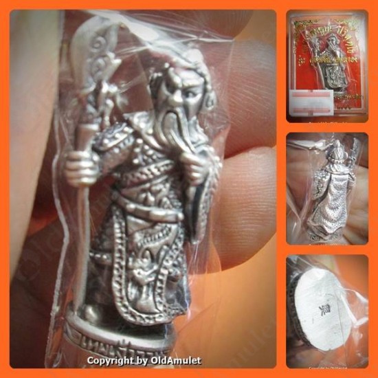 THAI AMULET GUAN-YU GOD LARGE BRONZE WHITE COLOR LP KOON BAN-RAI 2556