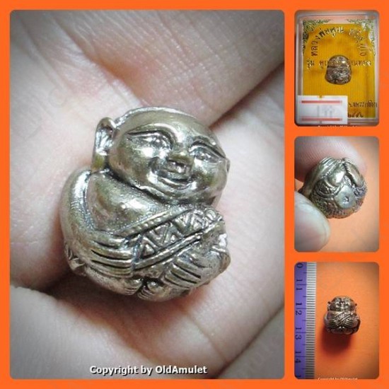 THAI AMULET SANGAJAI HAPPY BUDDHA BRONZE MIXED LP KOON BAN-RAI 2556