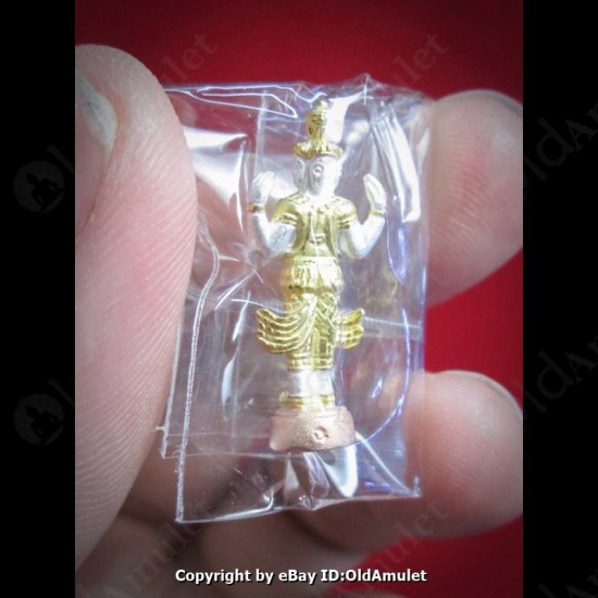 THAI AMULET TRI-MU-LA-TI SMALL SIZE 3COLOR PLATED LP KOON BAN-RAI 2556