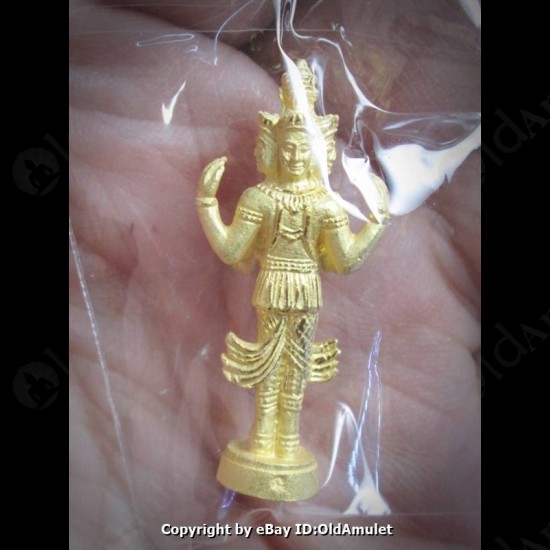 THAI AMULET TRI-MU-LA-TI LARGE SIZE GOLD PLATED LP KOON BAN-RAI 2556