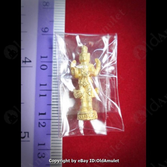 THAI AMULET TRI-MU-LA-TI SMALL SIZE GOLD PLATED LP KOON BAN-RAI 2556