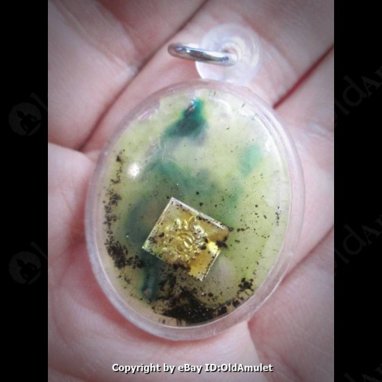 THAI AMULET GREEN WAX + HOLY BUFFALO WATERPROOF PENDANT LP AJAN O 2556